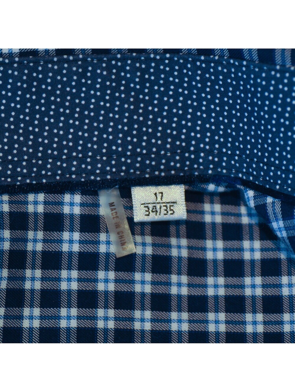 Bugatchi Navy Blue Check Dress Shirt 17 38265 - Picture 5 of 5